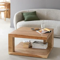Made in Meubles Table basse carrée en bois d'acacia Caël