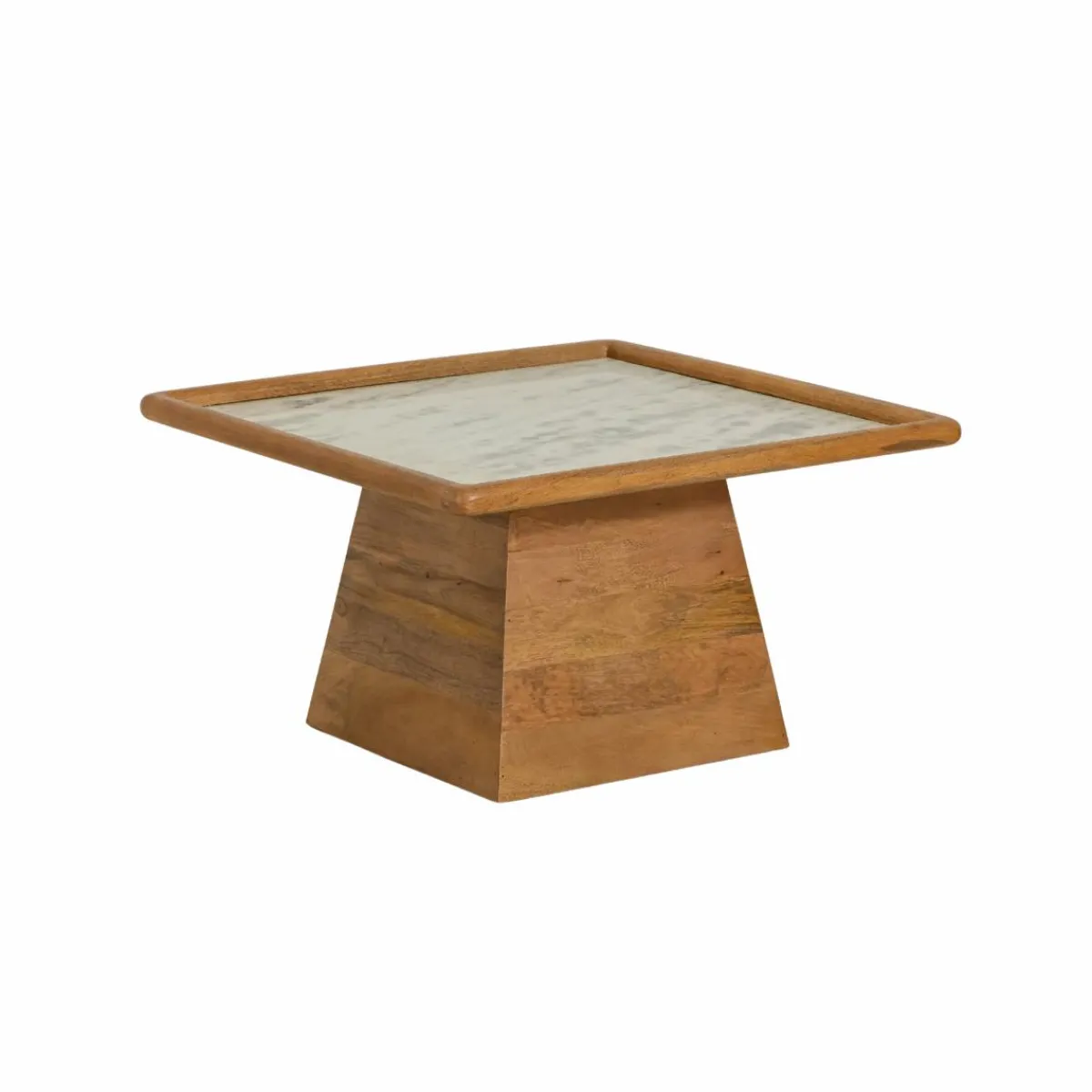 Made in Meubles Table basse carrée en bois de manguier et marbre Adler
