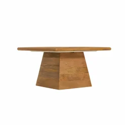 Made in Meubles Table basse carrée en bois de manguier et marbre Adler