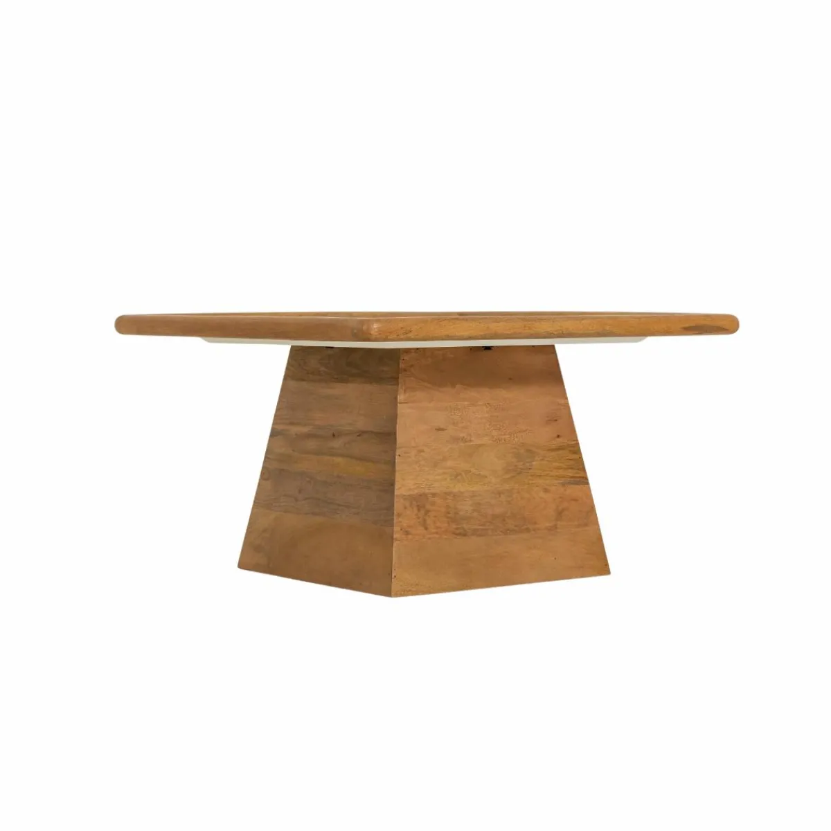Made in Meubles Table basse carrée en bois de manguier et marbre Adler