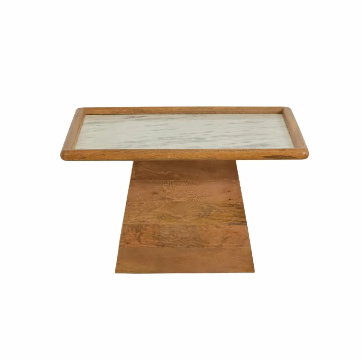 Made in Meubles Table basse carrée en bois de manguier et marbre Adler