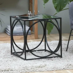 Made in Meubles Table basse carrée en métal noir Zélie
