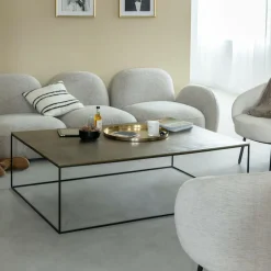 Made in Meubles Table basse en aluminium doré et métal noir Victoria
