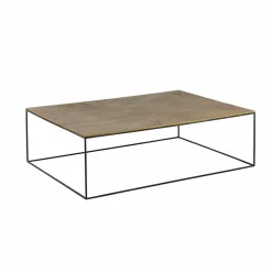 Made in Meubles Table basse en aluminium doré et métal noir Victoria