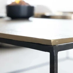 Made in Meubles Table basse en aluminium doré et métal noir Victoria