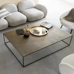 Made in Meubles Table basse en aluminium doré et métal noir Victoria