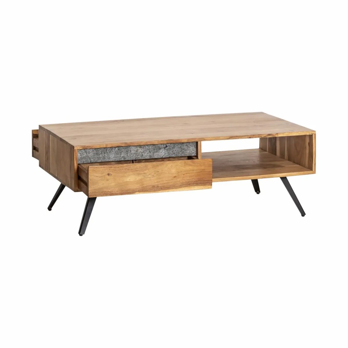 Made in Meubles Table basse en bois d'acacia et pierre Yvan