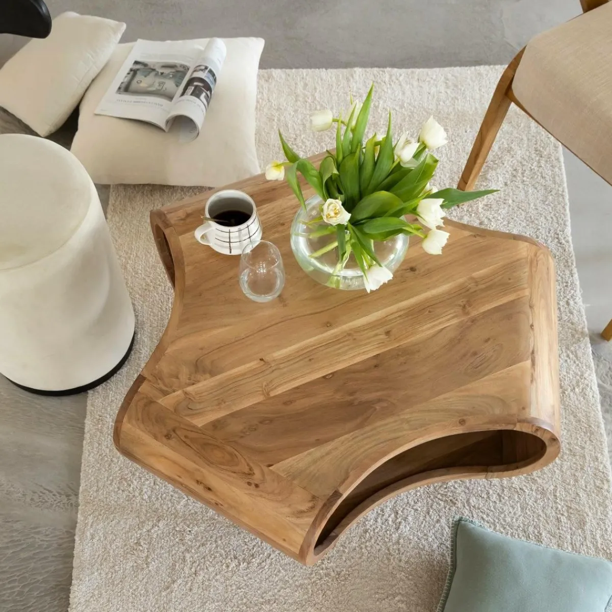 Made in Meubles Table basse en bois d'acacia et métal Ian