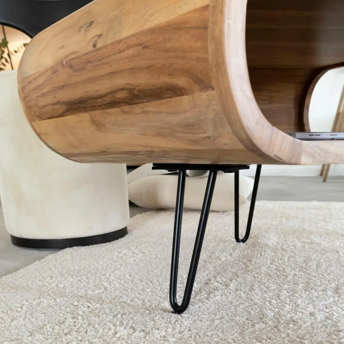 Made in Meubles Table basse en bois d'acacia et métal Ian