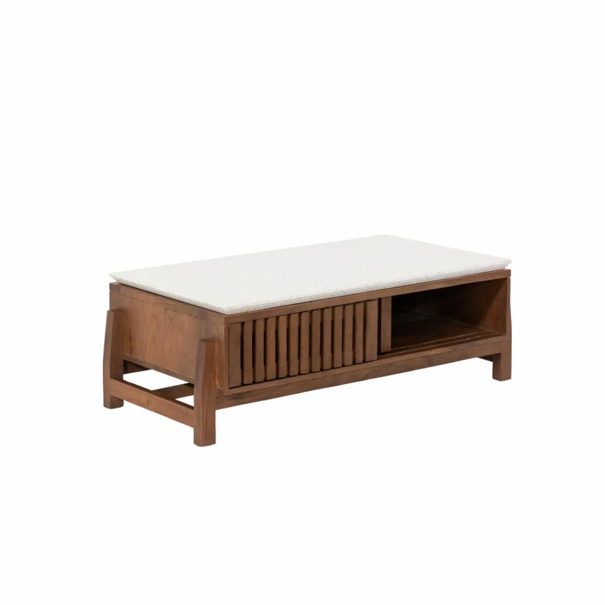 Made in Meubles Table basse en bois d'acacia et terrazzo Kaelis