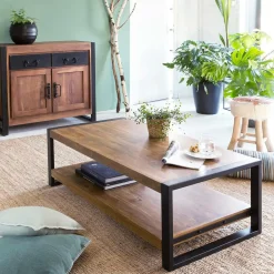 Made in Meubles Table basse en bois d'acacia 100 cm Havana