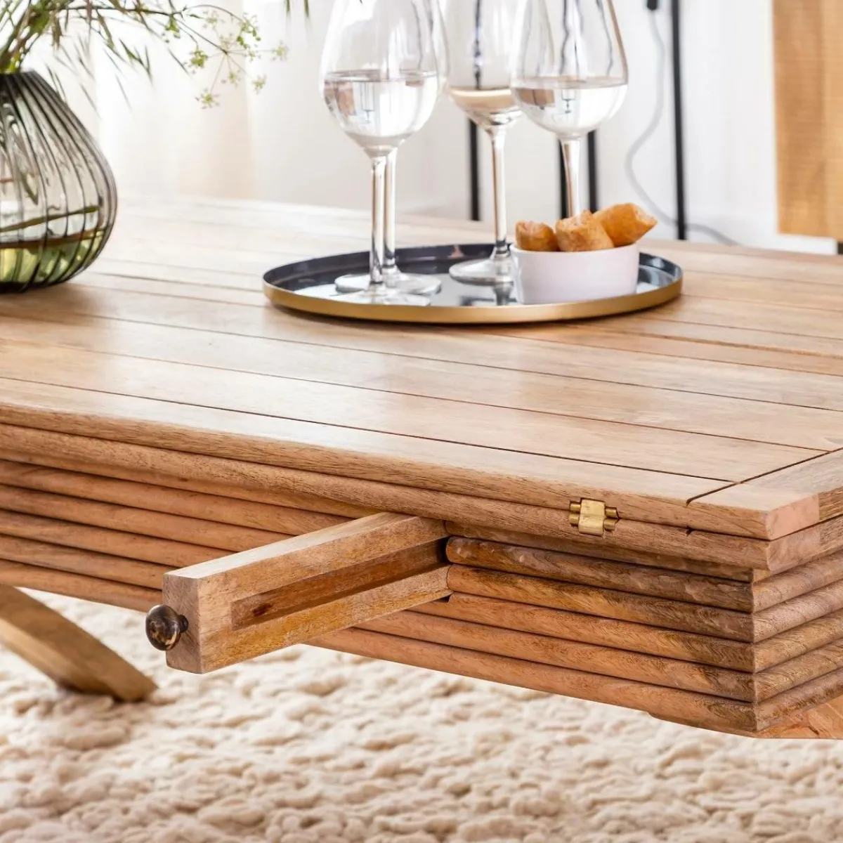 Made in Meubles Table basse en bois de manguier à allonges Luce