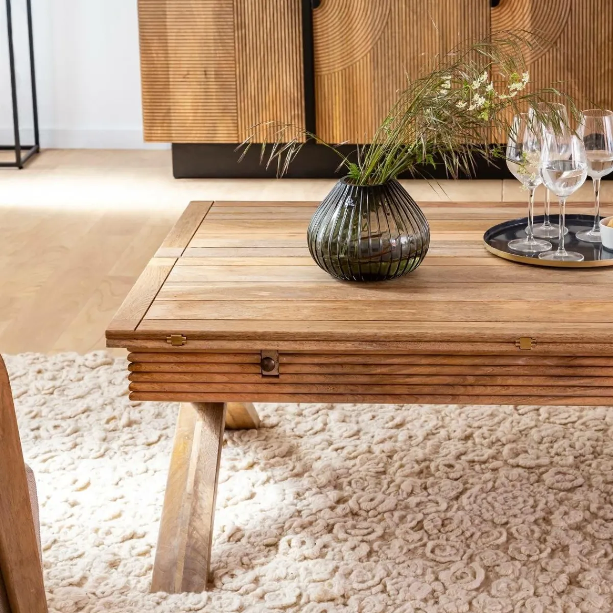 Made in Meubles Table basse en bois de manguier à allonges Luce