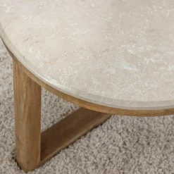 Made in Meubles Table basse en bois de manguier et marbre Moana
