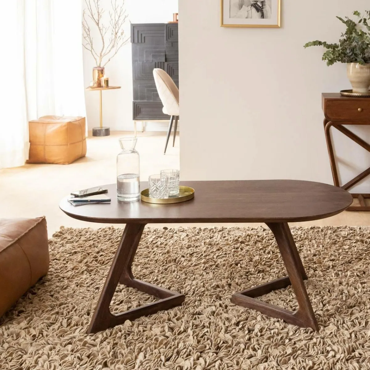 Made in Meubles Table basse en bois de manguier Augustin