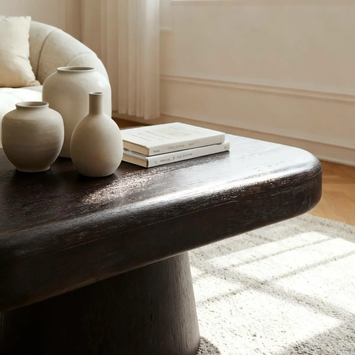 Made in Meubles Table basse en bois de manguier foncé Liriel
