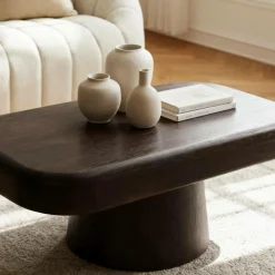 Made in Meubles Table basse en bois de manguier foncé Liriel