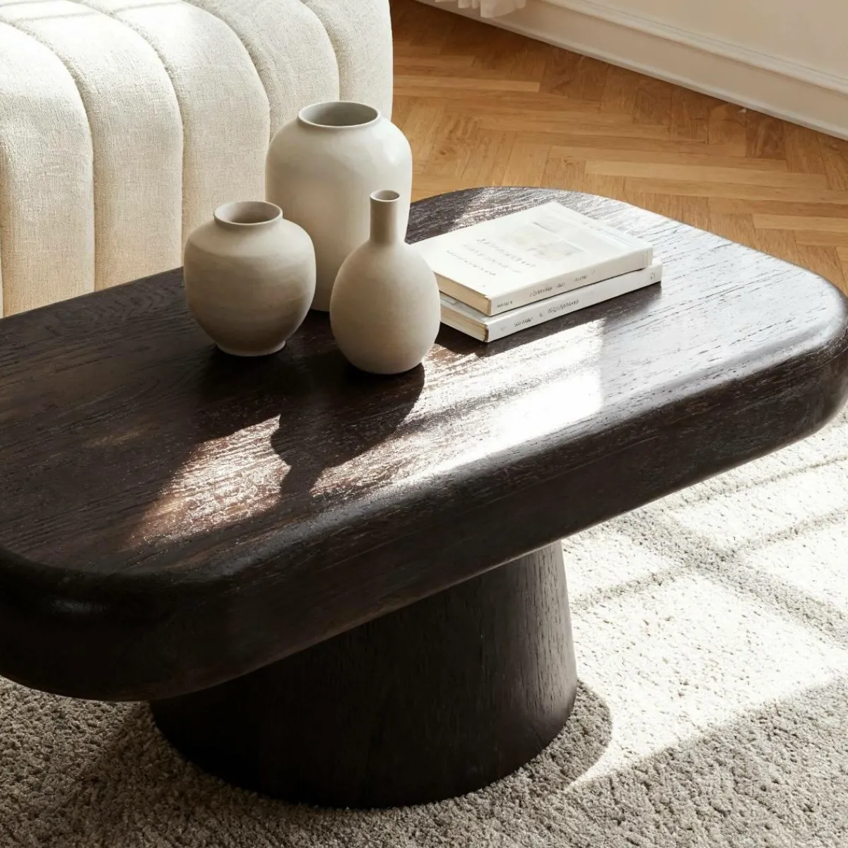 Made in Meubles Table basse en bois de manguier foncé Liriel
