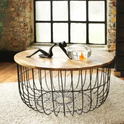 Made in Meubles Table basse en bois de manguier et métal Ella