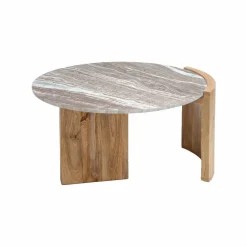 Made in Meubles Table basse en bois de manguier et marbre Isabella