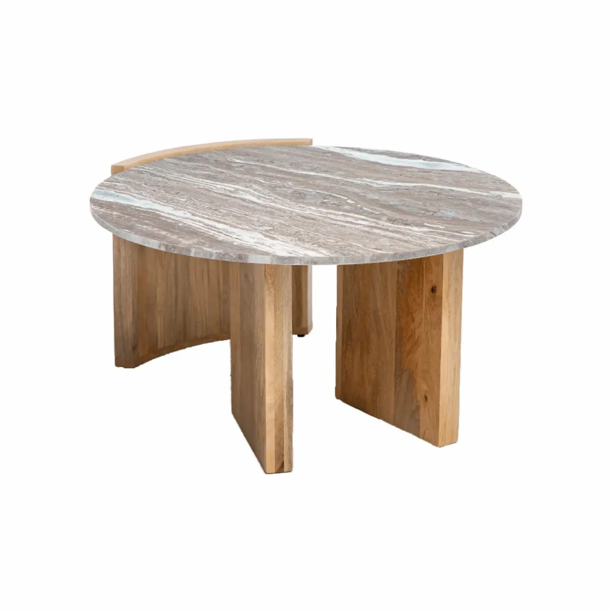 Made in Meubles Table basse en bois de manguier et marbre Isabella