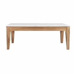 Made in Meubles Table basse en bois de manguier et marbre Arthuro