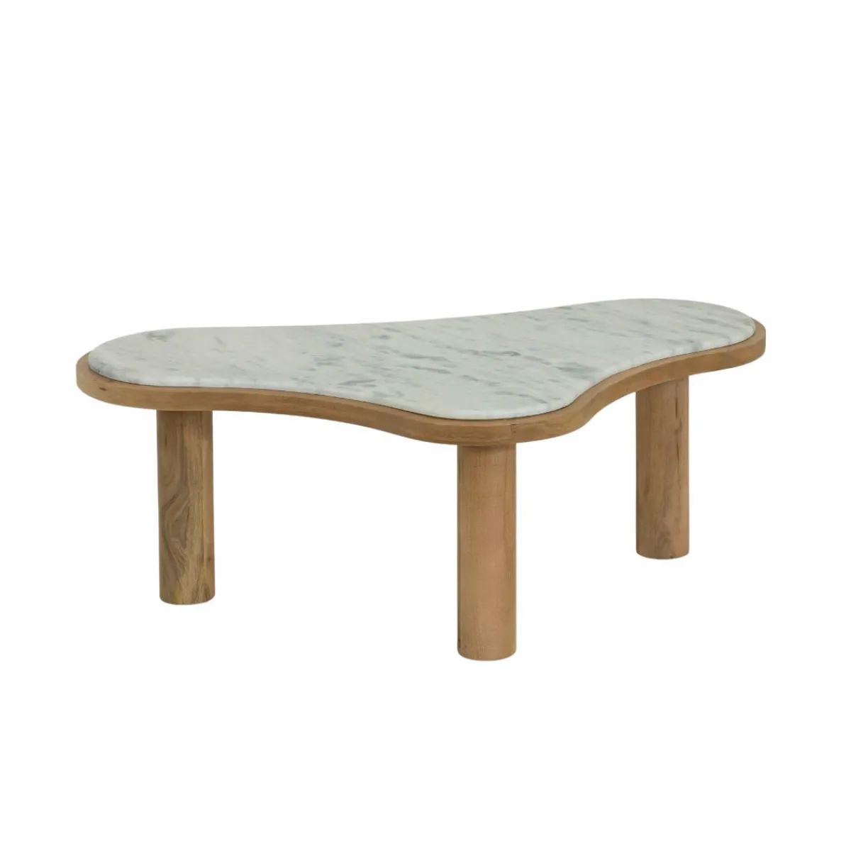 Made in Meubles Table basse en bois de manguier et marbre Adler