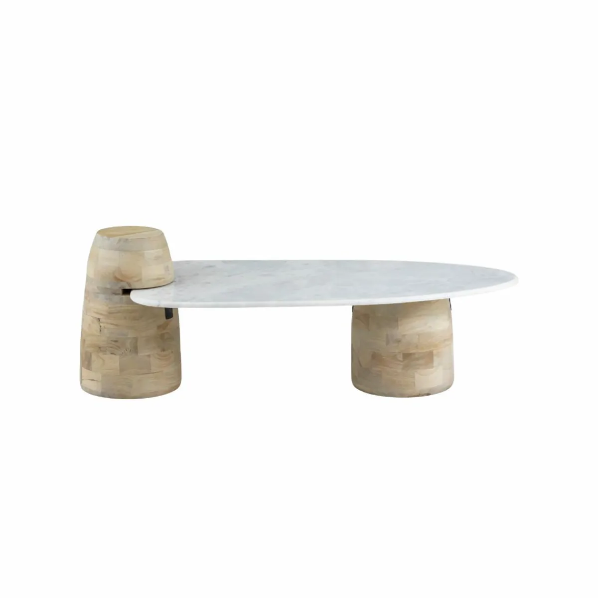 Made in Meubles Table basse en bois de manguier et marbre Moana