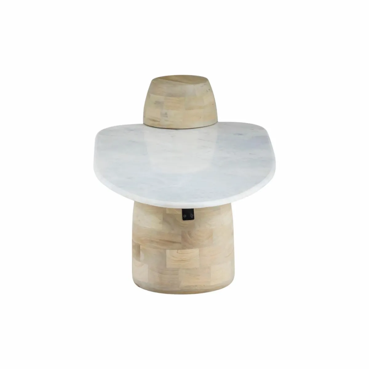 Made in Meubles Table basse en bois de manguier et marbre Moana