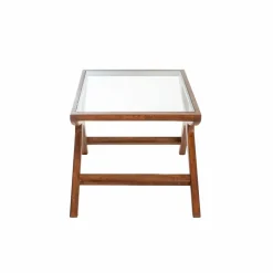 Made in Meubles Table basse en bois de manguier et verre Alina