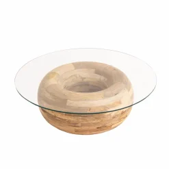 Made in Meubles Table basse en bois de manguier et verre Nerys