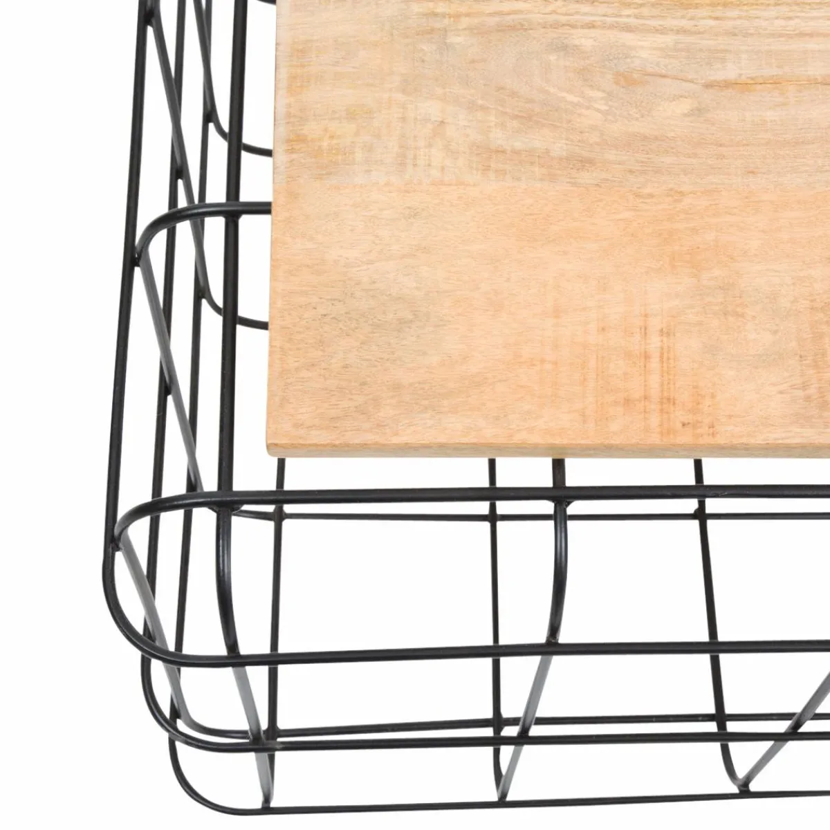 Made in Meubles Table basse en bois de manguier et métal noir Madeline