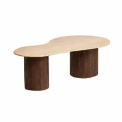 Made in Meubles Table basse en bois de manguier et en travertin Carola