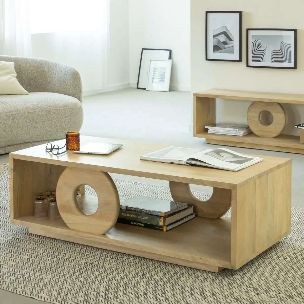 Made in Meubles Table basse en bois de manguier Alwen