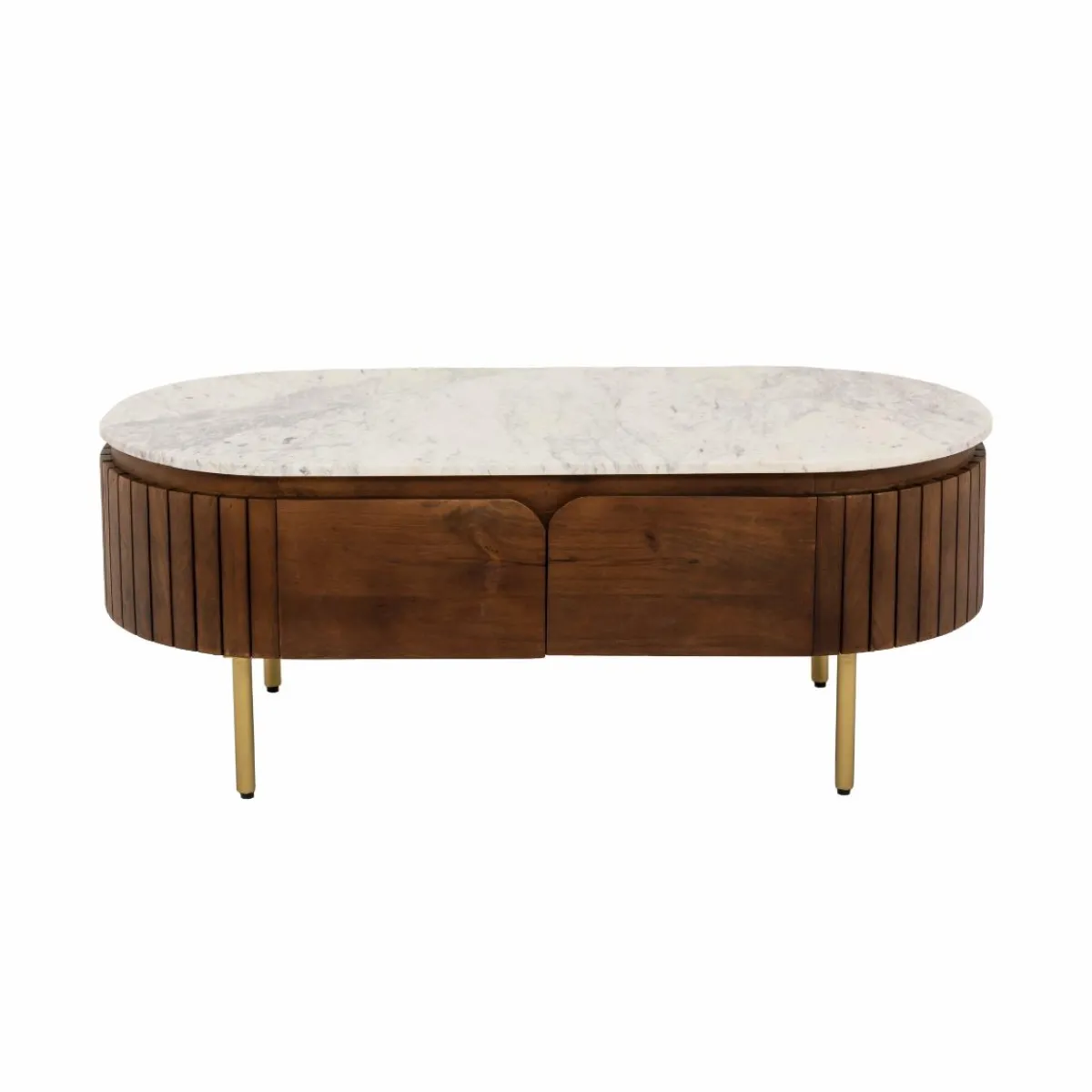 Made in Meubles Table basse en bois de manguier et marbre Sienne