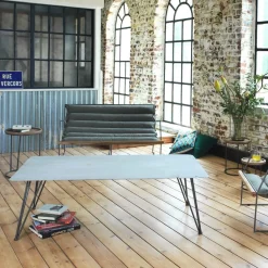 Made in Meubles Table basse en ciment et métal Grey