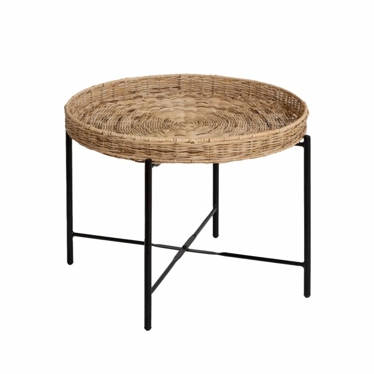 Made in Meubles Table basse en rotin et métal Julie