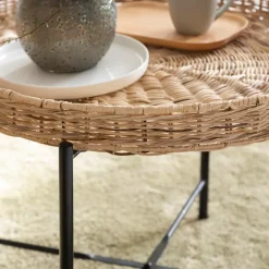Made in Meubles Table basse en rotin et métal Julie