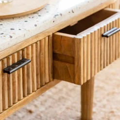 Made in Meubles Table basse en terrazzo et bois de manguier Ambrine
