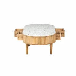Made in Meubles Table basse en terrazzo et bois de manguier Ambrine