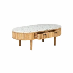 Made in Meubles Table basse en terrazzo et bois de manguier Ambrine