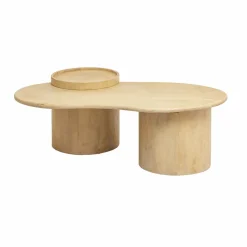 Made in Meubles Table basse en vague en bois de manguier Silas
