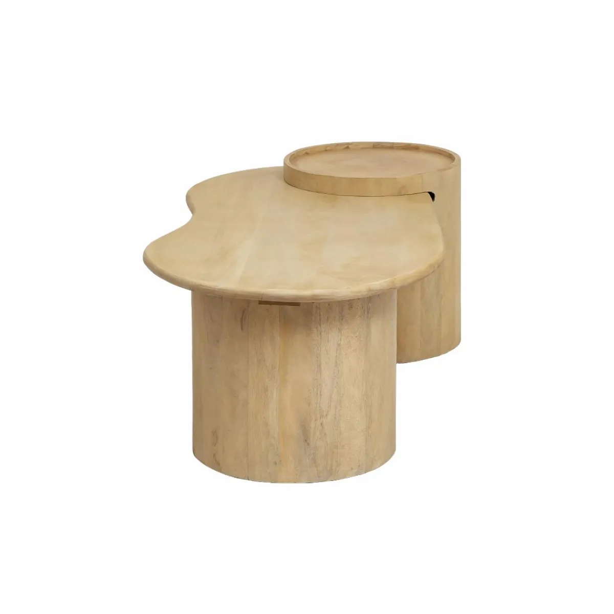 Made in Meubles Table basse en vague en bois de manguier Silas