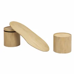 Made in Meubles Table basse en vague en bois de manguier Silas