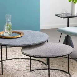 Made in Meubles Table basse gigogne effet terrazzo Armand