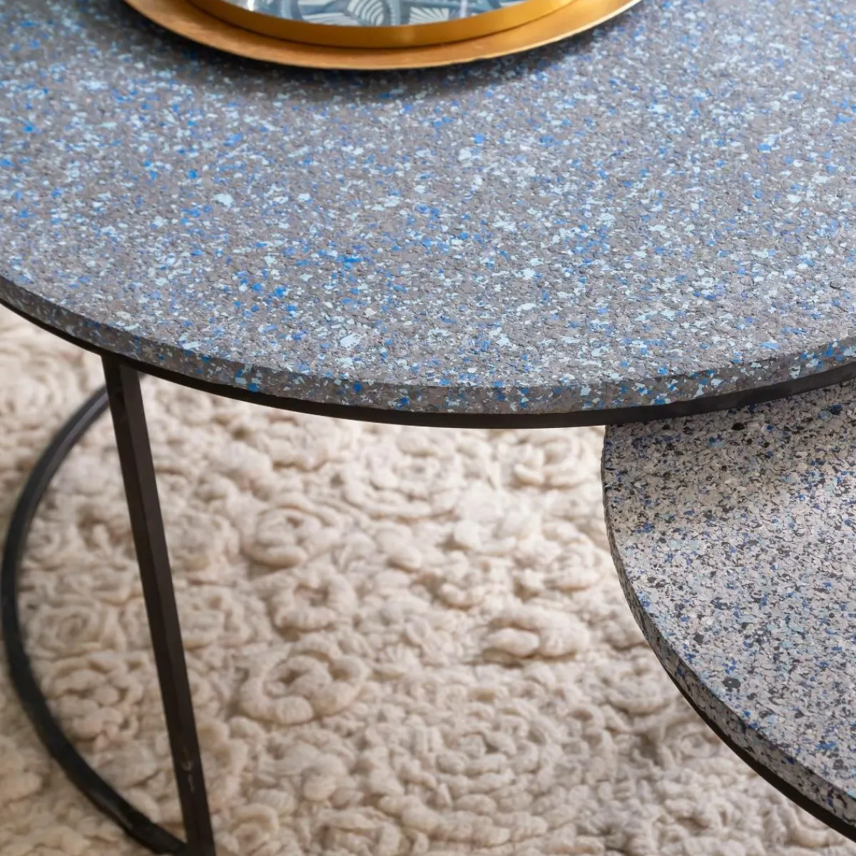 Made in Meubles Table basse gigogne effet terrazzo Armand