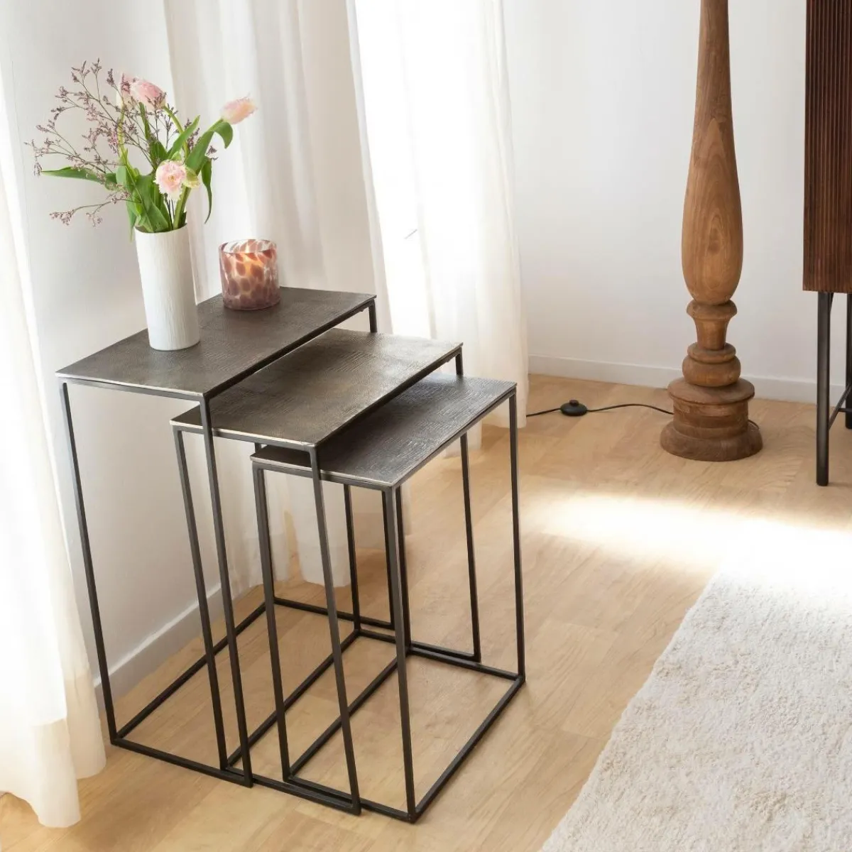 Made in Meubles Table basse gigogne en aluminium Roxanne