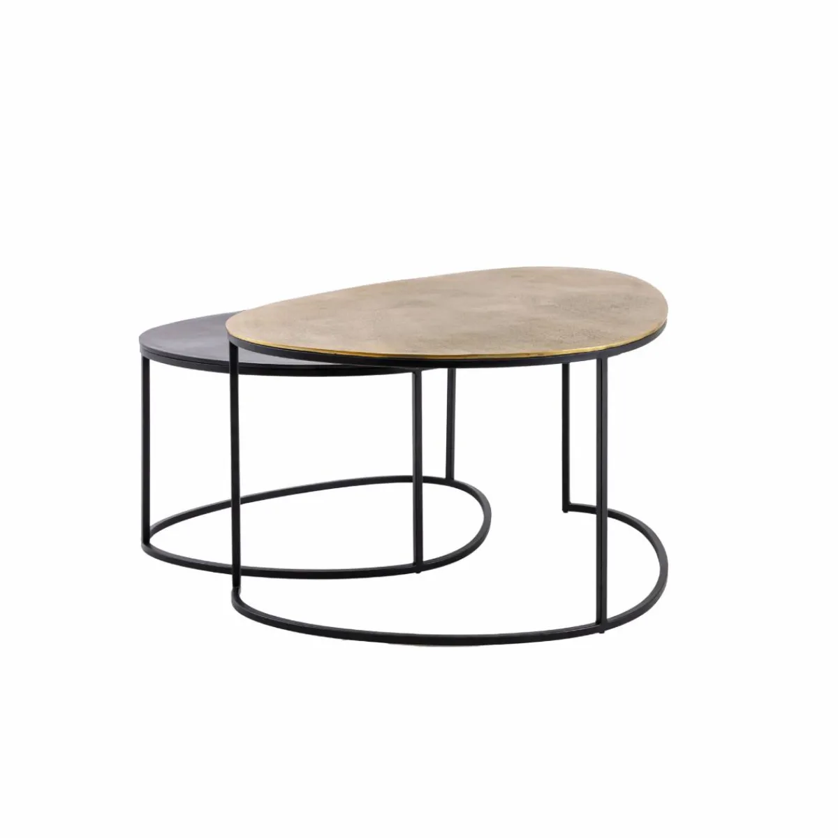Made in Meubles Table basse gigogne en aluminium doré et métal noir Victoria