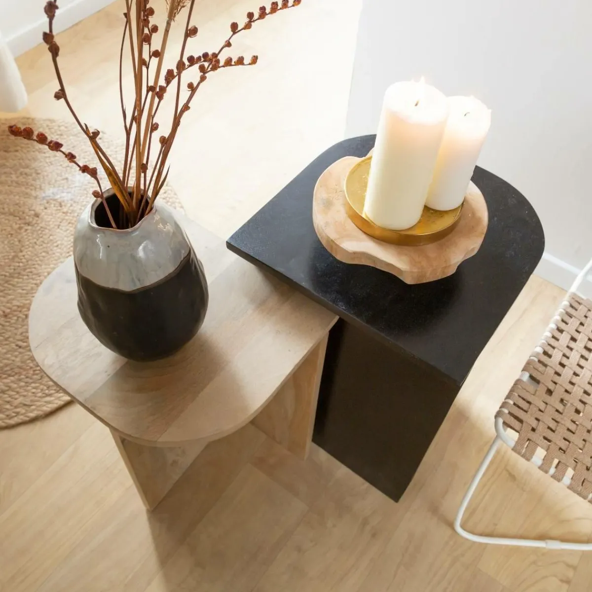 Made in Meubles Table basse gigogne en bois de manguier Faro