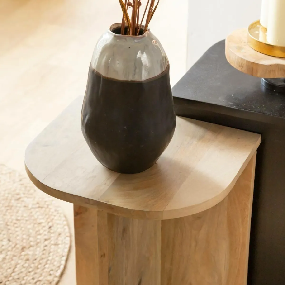 Made in Meubles Table basse gigogne en bois de manguier Faro